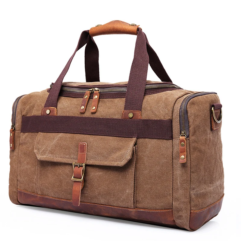 

Chuwanglin Canvas Leather Men Travel Bags Carry on Luggage Bags Men Duffel Bags Travel Tote Large Weekend Bag Overnight ZDD836