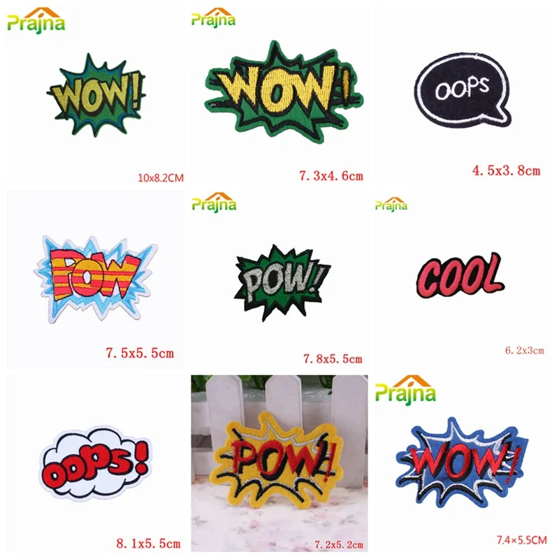 Prajna нашивка с буквами OOPS WOW железные нашивки для одежды вышитые наклейки нашивки на одежду нашивки для шитья джинсовая куртка аппликация