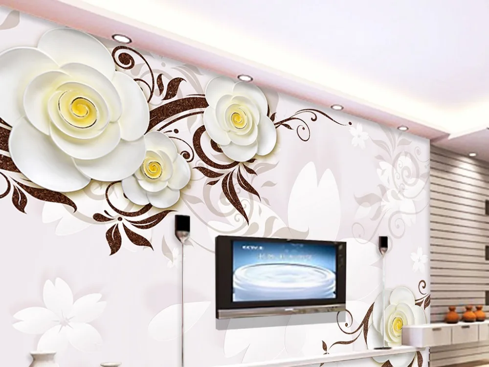 3d обои для комнаты белый цветок рельефные на заказ обои|3d wallpaper for room|3d wallpaperwallpaper |