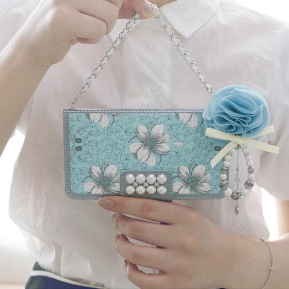 3D синего и розового цвета с цветами жемчугом чехол для телефона слинг Samsung Note8 S8