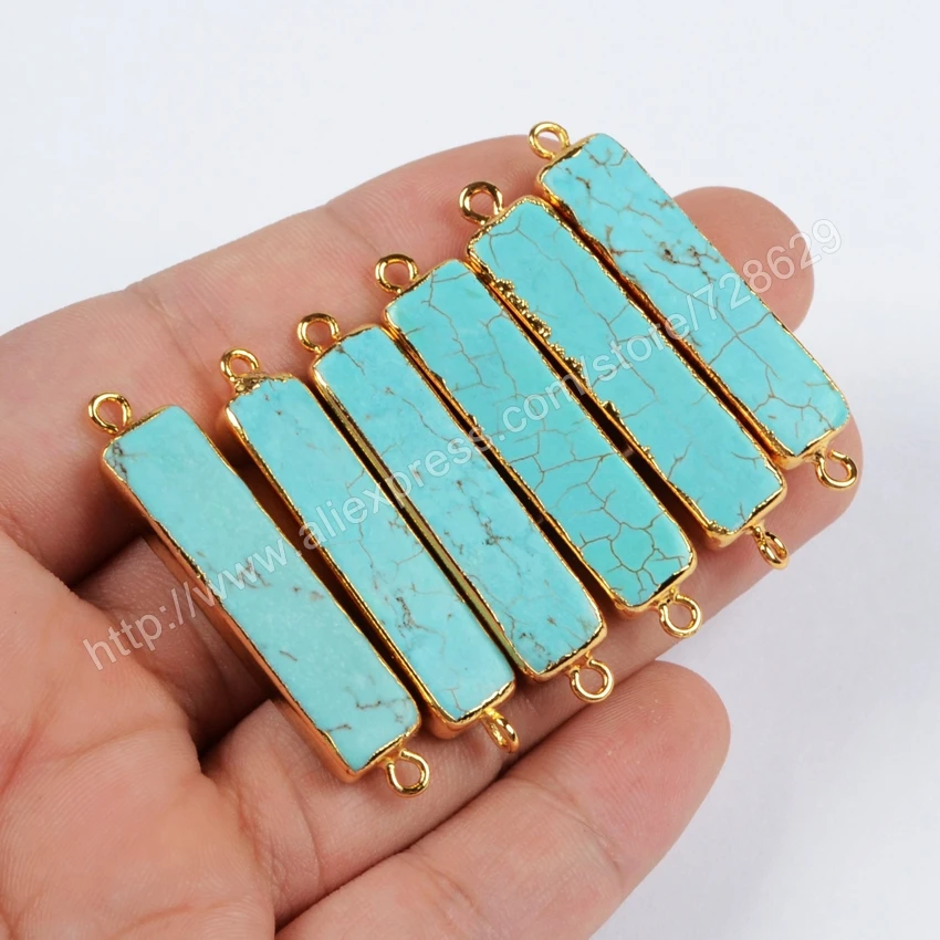 BOROSA 10 шт./лот Новое поступление золотой цвет прямоугольник Howlite синий камень