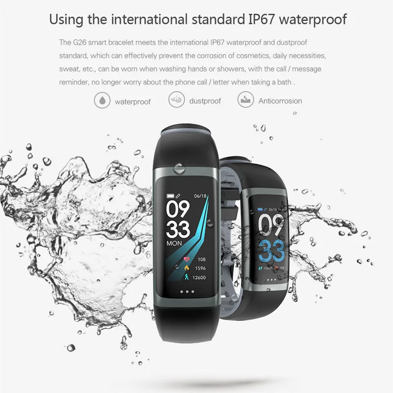 Смарт-браслет G26 для мужчин и женщин фитнес-трекер с измерением пульса давления