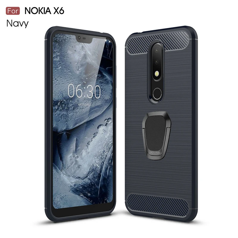 Карбона и оптоволокна для телефона чехол для Nokia 9 7,1 6,2 5,1 4,2 3,1 2,1 2,2 3,2X71 1 плюс X7 X6 X5 для детей 5, 6, 7, 8, магнитное кольцо держатель силиконовый чехол