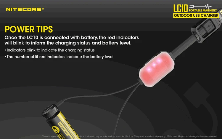 Nitecore LC10 портативное магнитное USB зарядное устройство power Bank без батареи Smart почти все виды литий-ионных батарей