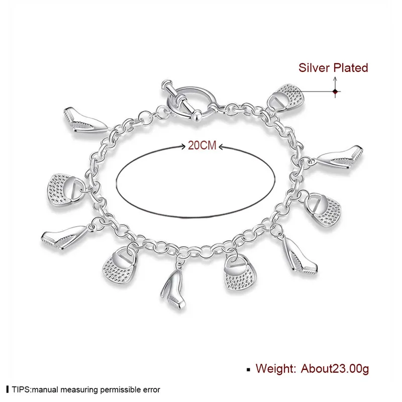 Charm Bracelet Trendy Shoes Bag Lock Design for Women Tension Setting Wedding Mother's Day Gift Pulceras Para Mujer | Украшения и