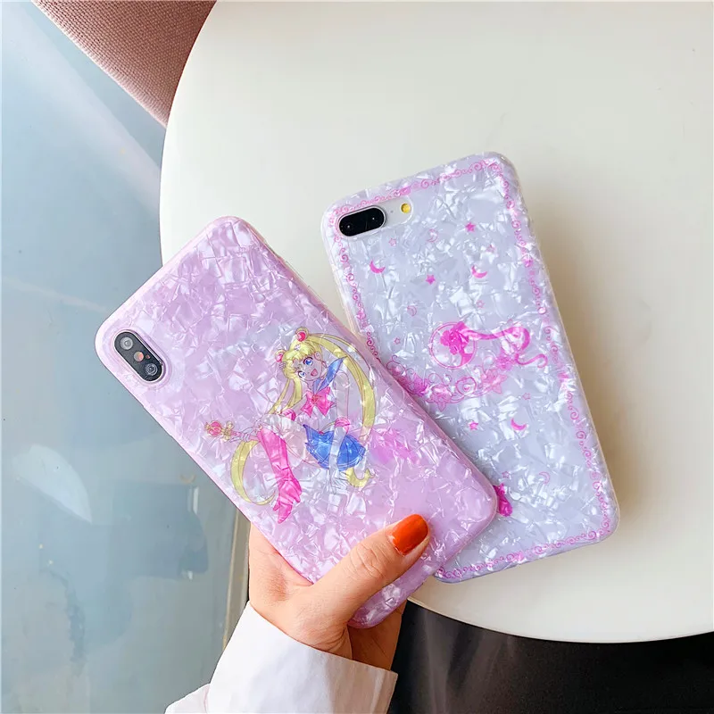 Чехол из мягкого силикона Cartoon Flower Sailor Moon Pretty Girl Glitter Star для iPhone X XS MAX XR 6 6S 7 8 Plus.