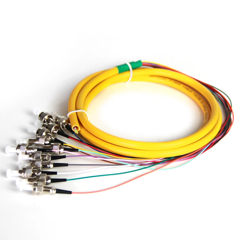 FC/UPC 12 Core Fanout Pigtail SM Simplex 12 Core 1.5M Optical Fiber Pigtail Cable 12 Core Color Bunchy Pigtail