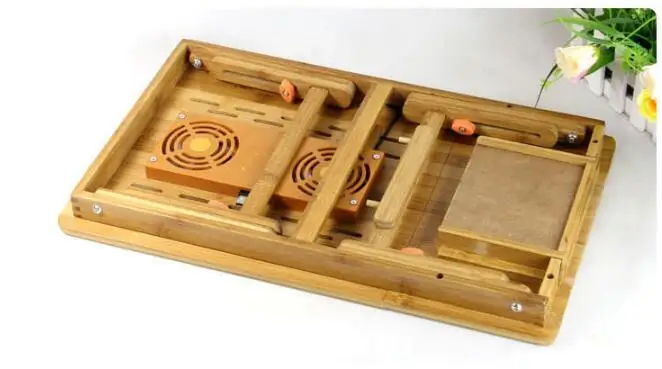 FULCLOUD 55*35*30cm bamboo Lazy Home computer desk move Desktop computer desk folding desk on a bed Light  Heat sink table