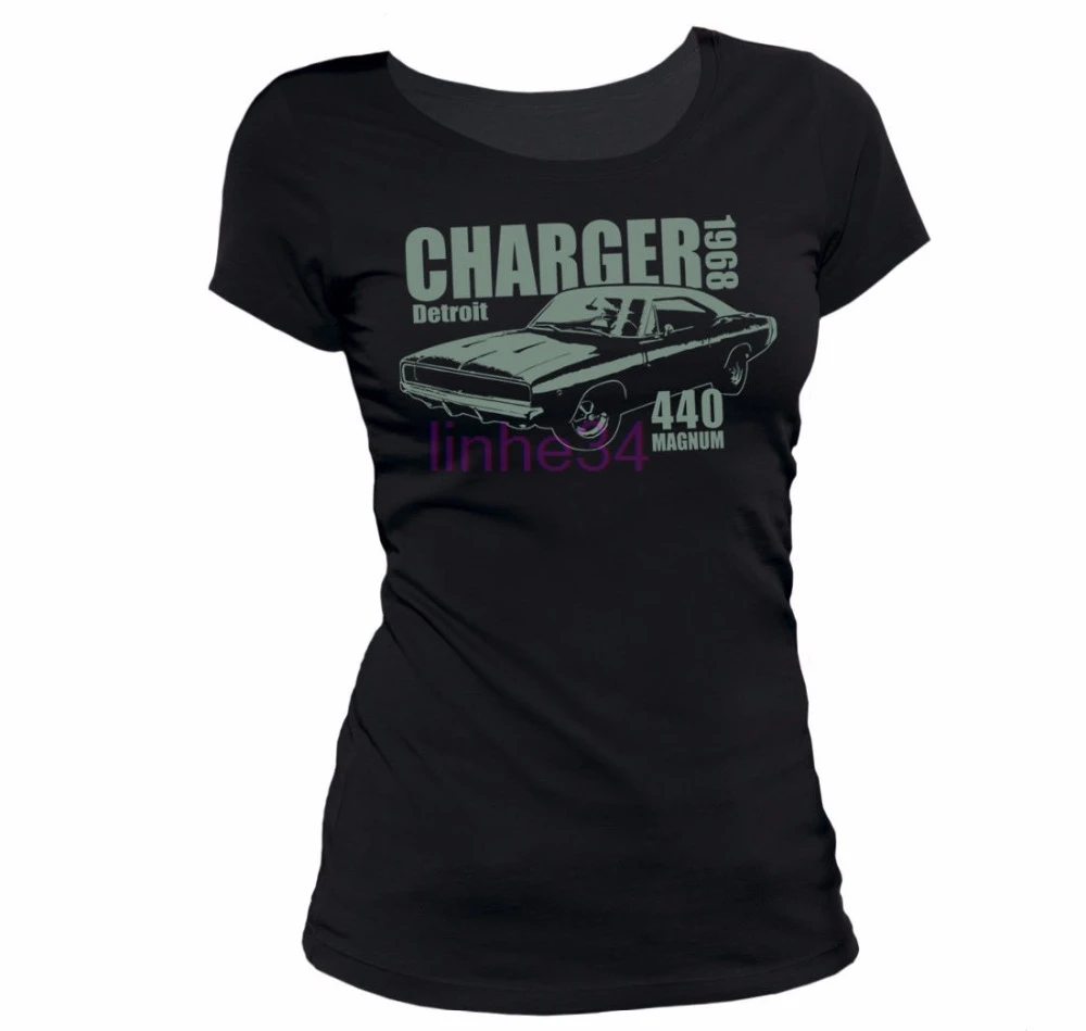 2018 новые женские Модные футболки короткий рукав принт Зарядное устройство 1968 Muscle