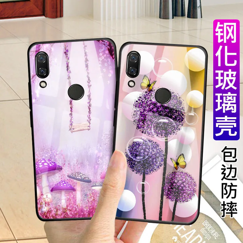 Цветной чехол из закаленного стекла для Xiaomi Redmi Note 7 накладка 5 6 Pro Plus S2 5A 6A