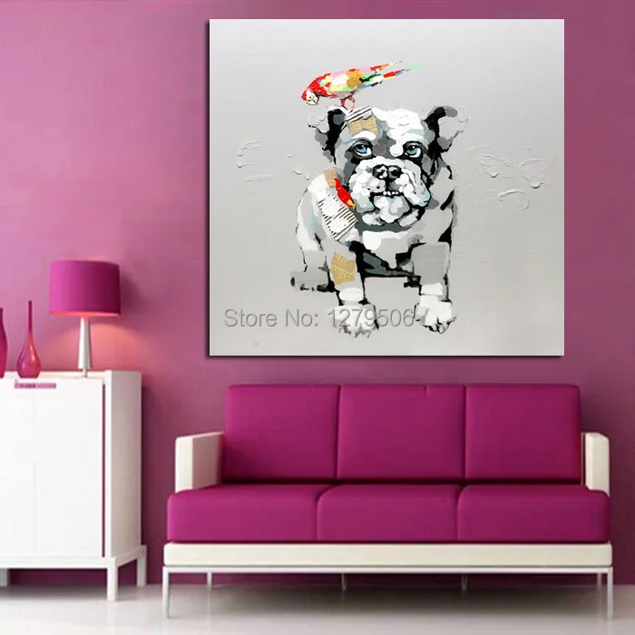 

Handmade Abstract Wall Art Modern Lovely Dog Killer Abstract Decor Lovely Animal Oil Painting On Canvas For Living Room Decor