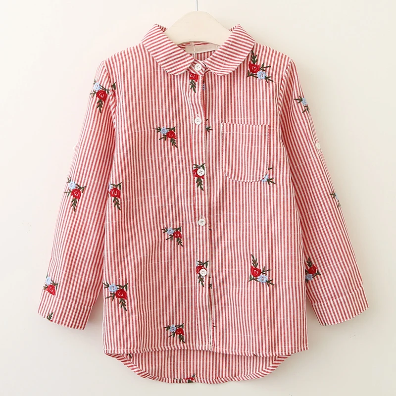 Рубашки для девочек Новинка 2017 года осенняя брендовая блузка маленьких Детские