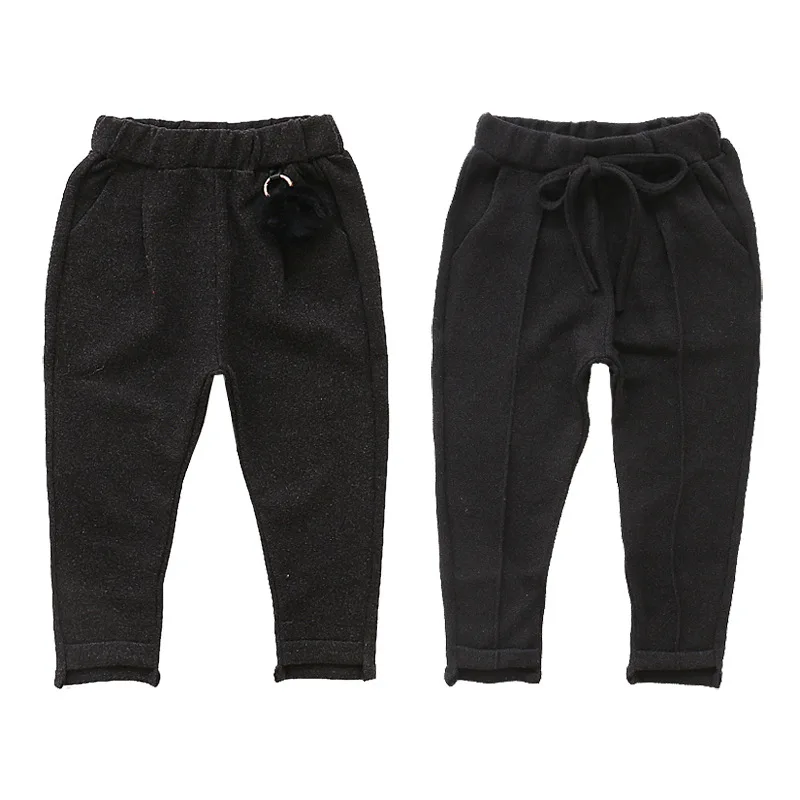 Детские зимние шерстяные штаны 2018 с ворсом для мальчиков и девочек теплые