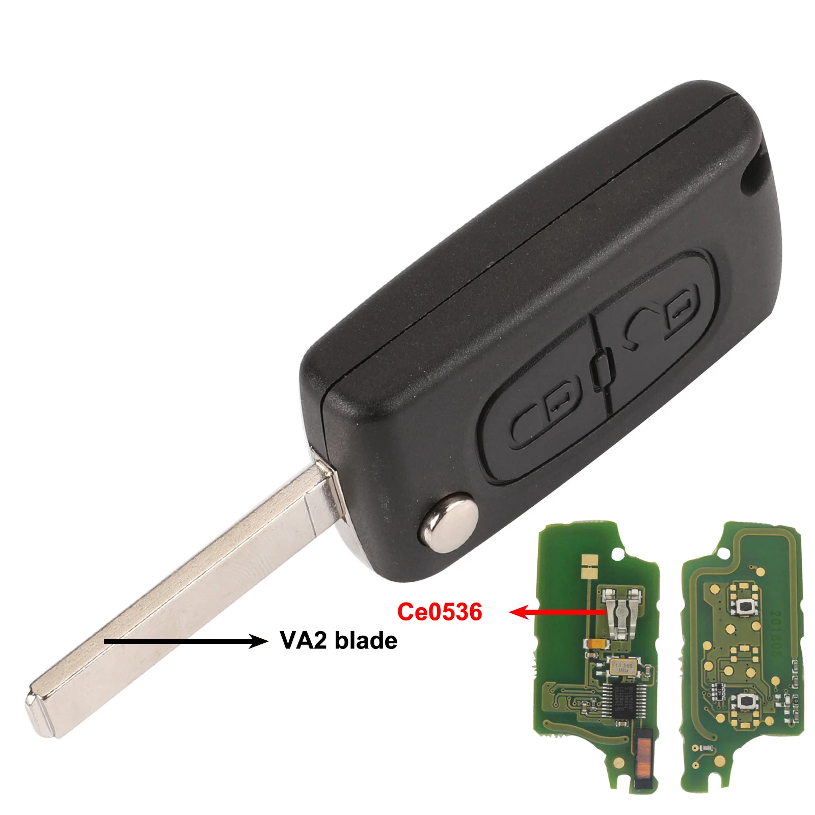 VA2 Ce0536 Jingyuqin 434 МГц ASK FSK 2 кнопки дистанционного флип брелок для Citroen C2 C3 C4 C5 C6 C8 Xsara Picasso CE0523 Ce0536 VA2/HCA лезвие - Цвет: VA2 Ce0536