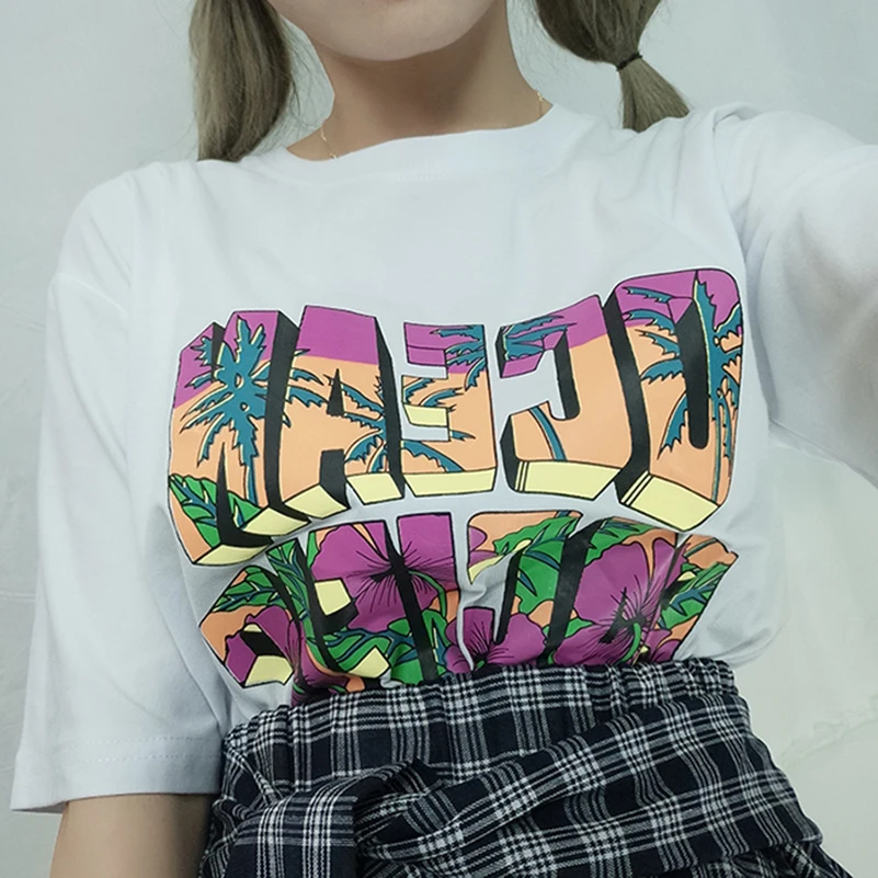 Женские повседневные стильные футболки с коротким рукавом и надписью Enck летние