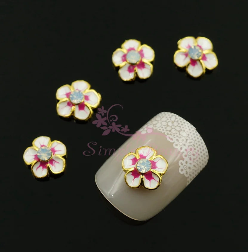 Стразы из белого опала с пятью лепестками 20 шт./лот золотистые металлические