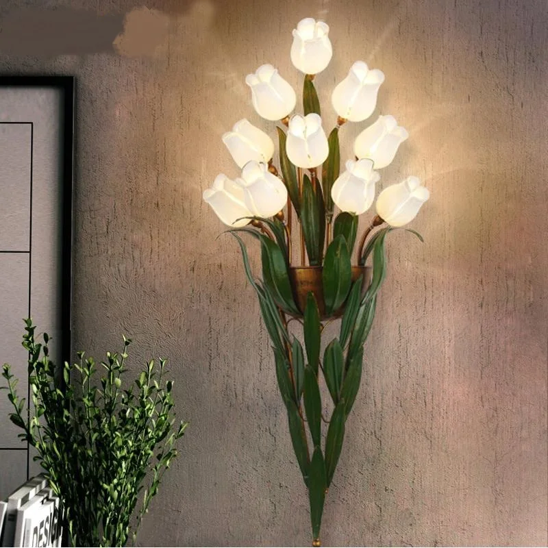 Настенные лампы цветы букет светодиодные светильники прикроватная Спальня