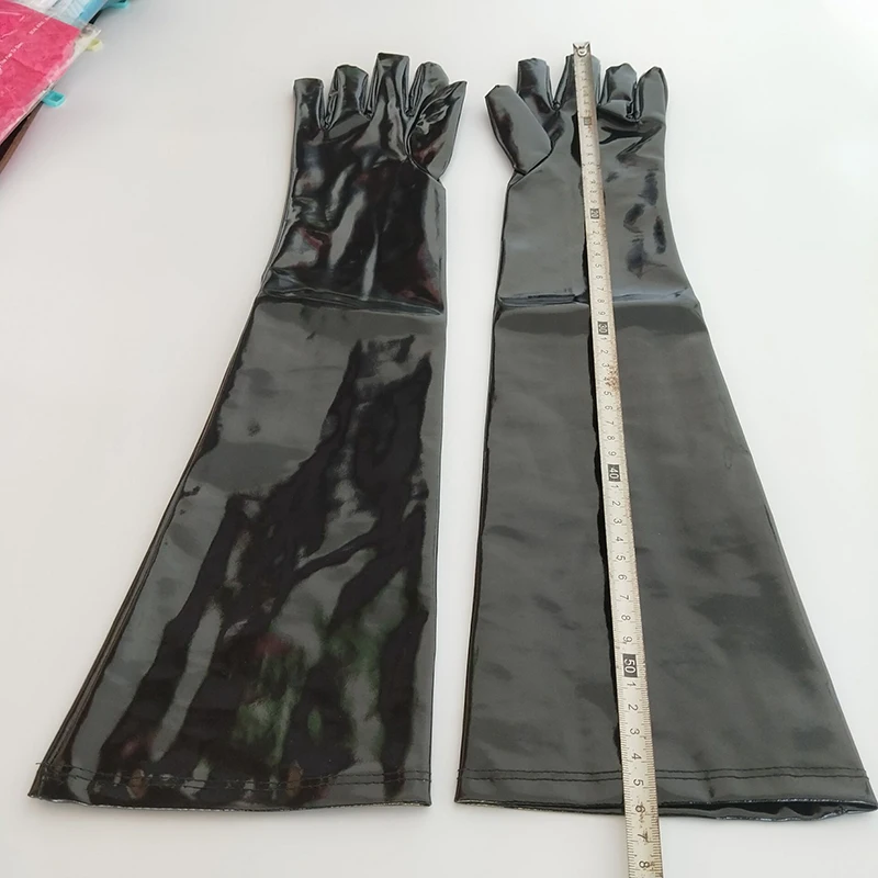 Женские кожаные перчатки черные красные длинные в стиле хип хоп|Женские