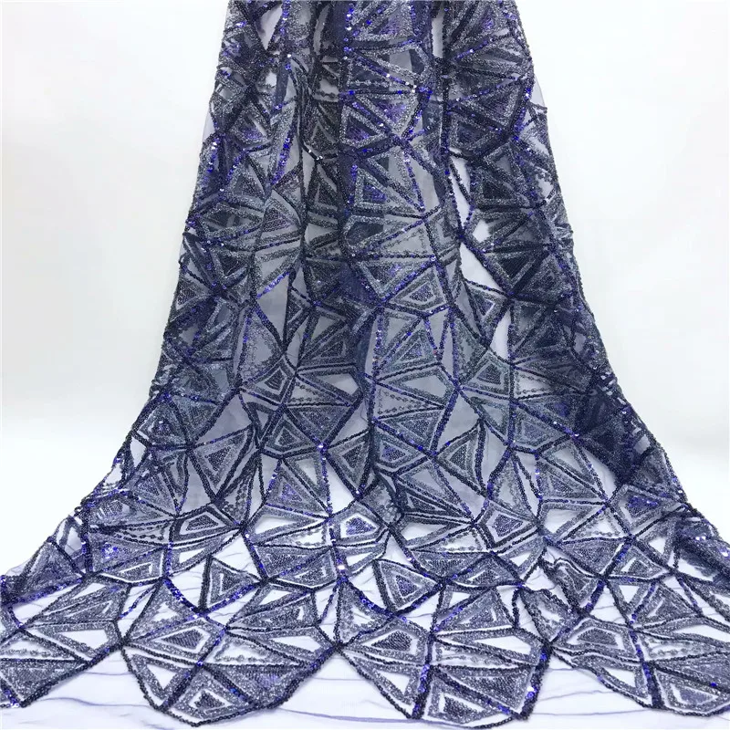 

wine Sequins Lace Fabric 2019 High Quality African Evening Dress Fabrics New Nigeria Sequined Embroidered Mesh Net Lace Fabric