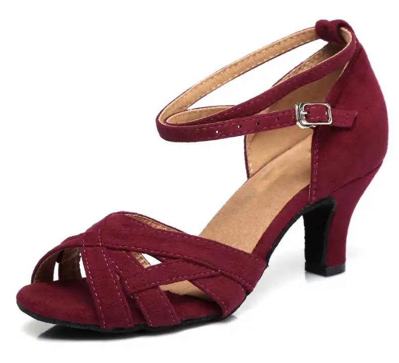 red wine heel 8.5cm Обувь для латинских бальных танцев; Salas джазовый вальс; квадратная обувь для танго; женская обувь для латинских танцев; удобная женская обувь; JuseDanc - Цвет: red wine heel 8.5cm