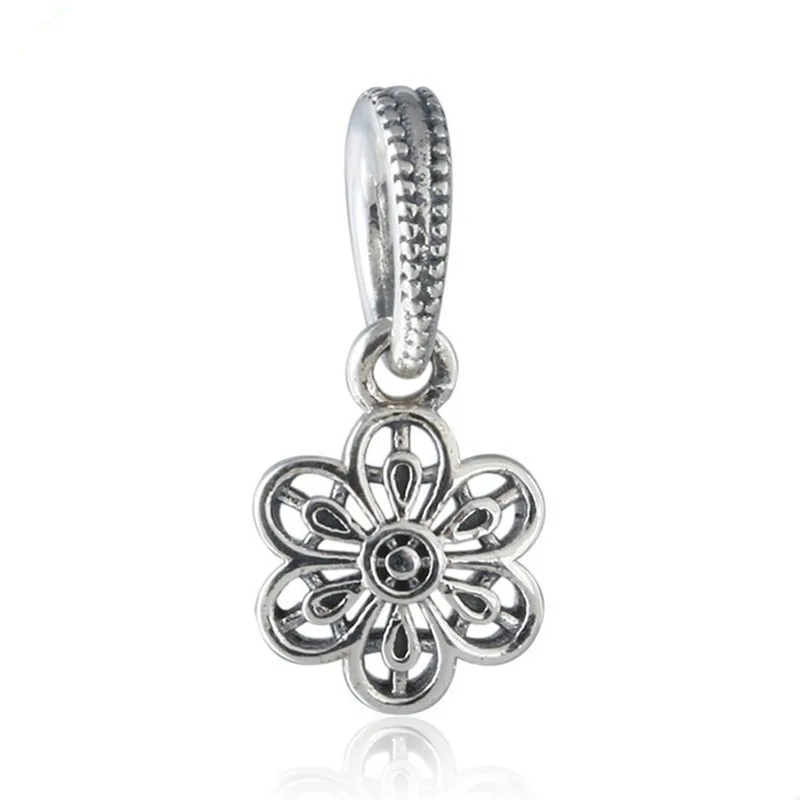 Fit Original Brand Charms Bracelet Spring Collection 925-Sterling-Silver charms Floral Daisy Lace charm women jewelry