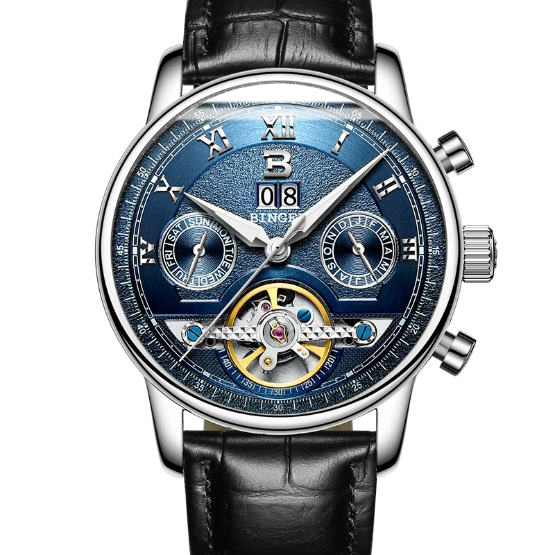 Швейцарские часы BINGER мужские люксового бренда Tourbillon многофункциональные