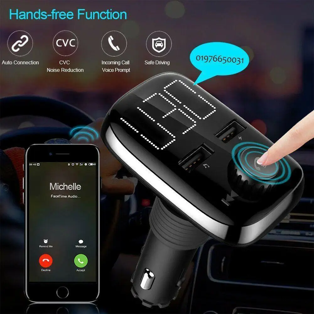 Беспроводной Bluetooth Handfree FM передатчик Aux модулятор Автомобильный комплект аудио MP3