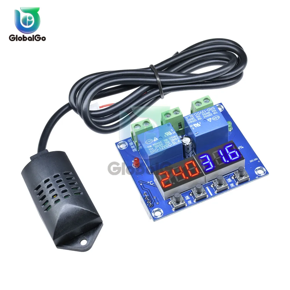 DC 12 V цифровой дисплей двойной выход Термостат светодиодный регулятор влажности
