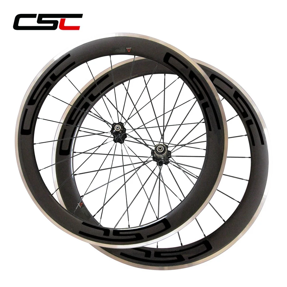 

CSC 23mm 60mm clincher carbon bike wheels with Alloy brake track with novatec hub+ sapim cx ray or pillar 1420 cn 424 spokes