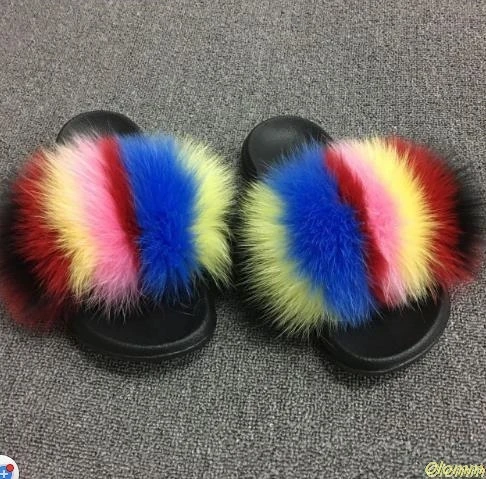 fox hair Женские летние шлепанцы с натуральным лисьим мехом; женские нескользящие тапочки с пушистым мехом; женские меховые тапочки; милые женские плюшевые шлепанцы с лисьим мехом; Лидер продаж - Цвет: fox hair