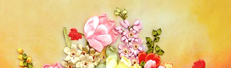 Цветущая ваза с цветами шелковая лента вышивка 3D холст живопись Набор для