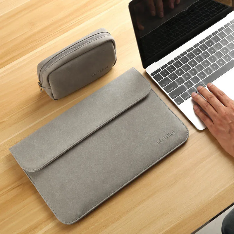 Сумка для ноутбука Macbook 13,3 дюймов huawei Matebook D Xiaomi Surface Pro 6 сумка для ноутбука 12 Pro 13 15 дюймов для женщин и мужчин 14 15,4 - Цвет: Matte Light Gray Set