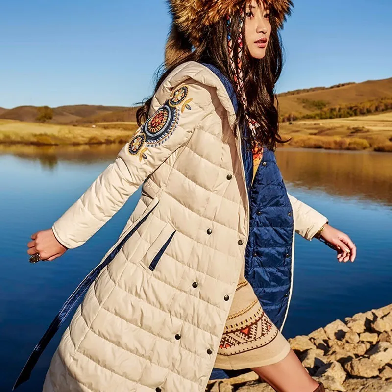 Женские парки на белом утином пуху 2018 зимние теплые ватные куртки с капюшоном
