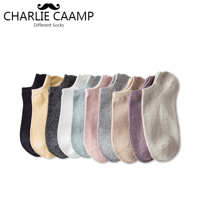 Женские носки из чистого хлопка CHARLIE CAAMP однотонные всех сезонов A1002|Носки| |