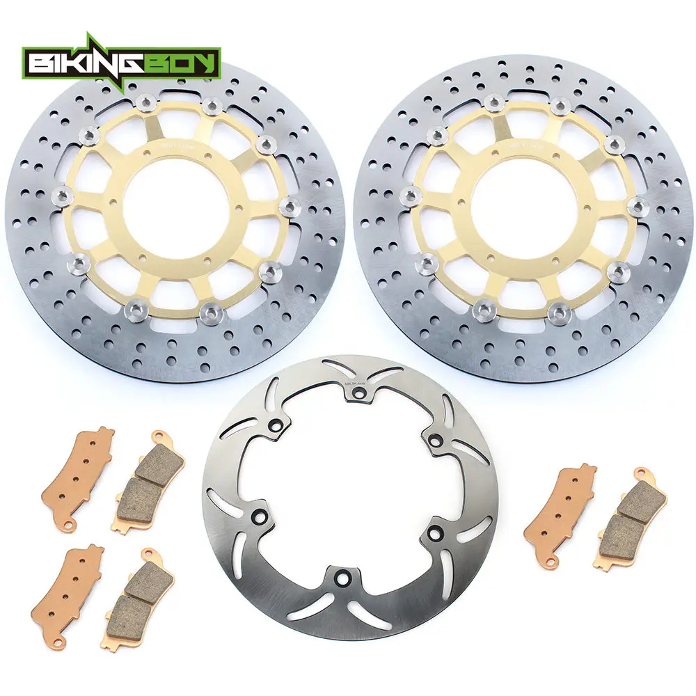 Round Gold ZC BIKINGBOY для Honda VTX 1800 R Литые колеса 2002-2007 VTX1800 C 02 03 04 05 06 07 08 Передние Задние тормозные диски колодки диски роторы - Color: Round Gold ZC