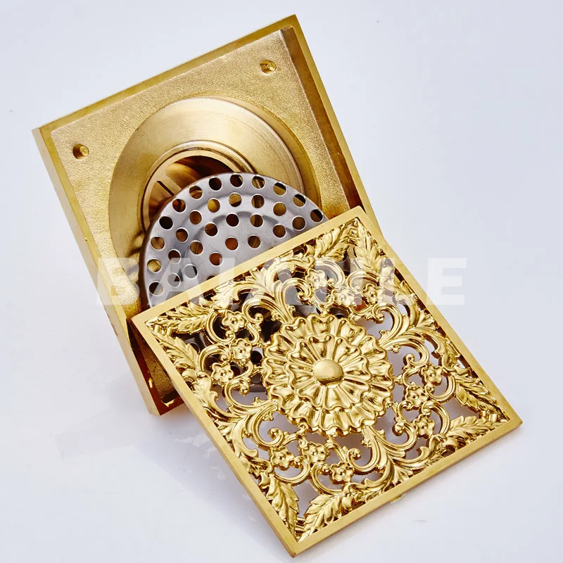 Бесплатная доставка медная дезодорирующая квадратная напольная сливная решетка