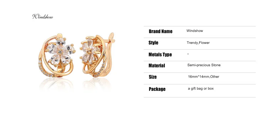 4Colors Five Petal Flower Paved Pear CZ Crystals Huggies Small Hoops Earrings for Women Yellow Gold Color Jewelry New