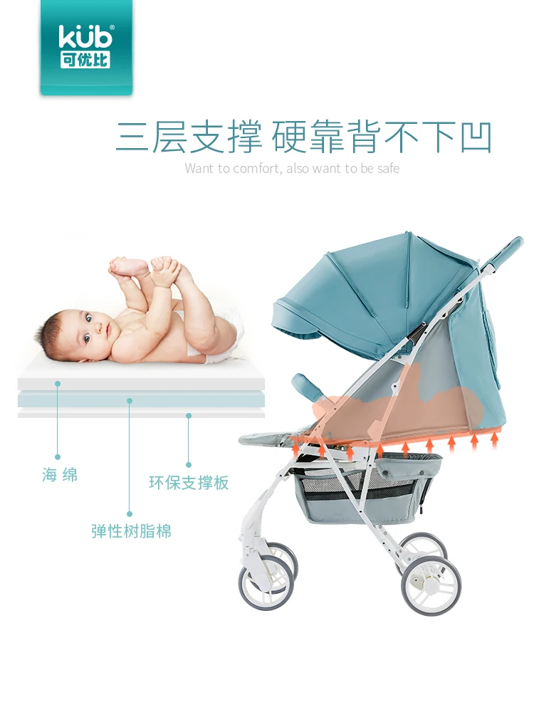 Легкая детская коляска с одной кнопкой складная высокая посадка можно сидеть