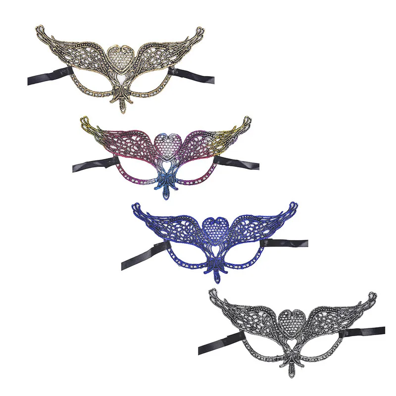 4 шт. женская сексуальная черная кружевная маска с вырезами для глаз Маскарадные