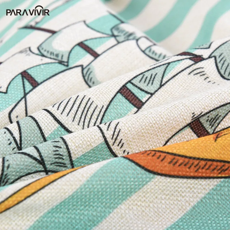 Marine style Blue Sea Helm Printed Cushion Cover Cotton Linen Coral Anchor Throw Pillow Decorative Car Chair Case | Дом и сад