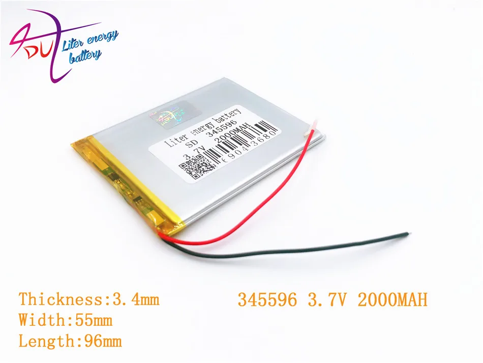 3 7 V 345596 355595 2000MAH PLIB (полимерный литий ионный/литий ионный аккумулятор) для умных