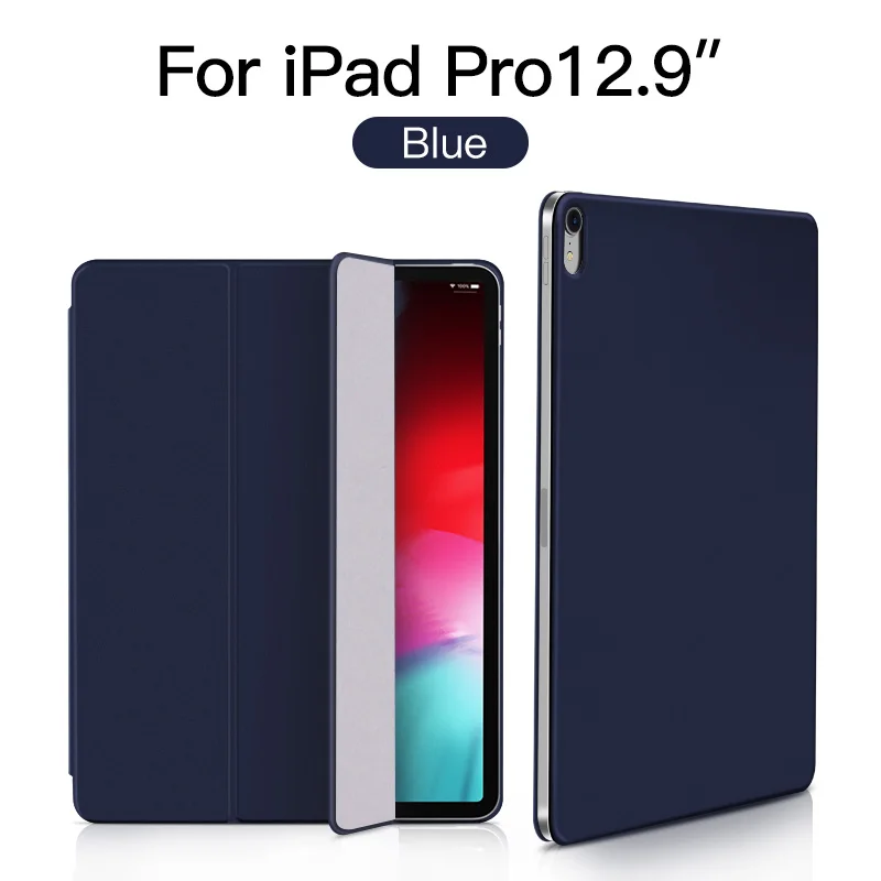 PZOZ чехол с магнитной защитой для iPad Pro 11 12,9 дюймов из искусственной кожи, защитный чехол, мягкая задняя панель, умный флип-чехол, чехол для планшета - Цвет: 12.9 inch Blue