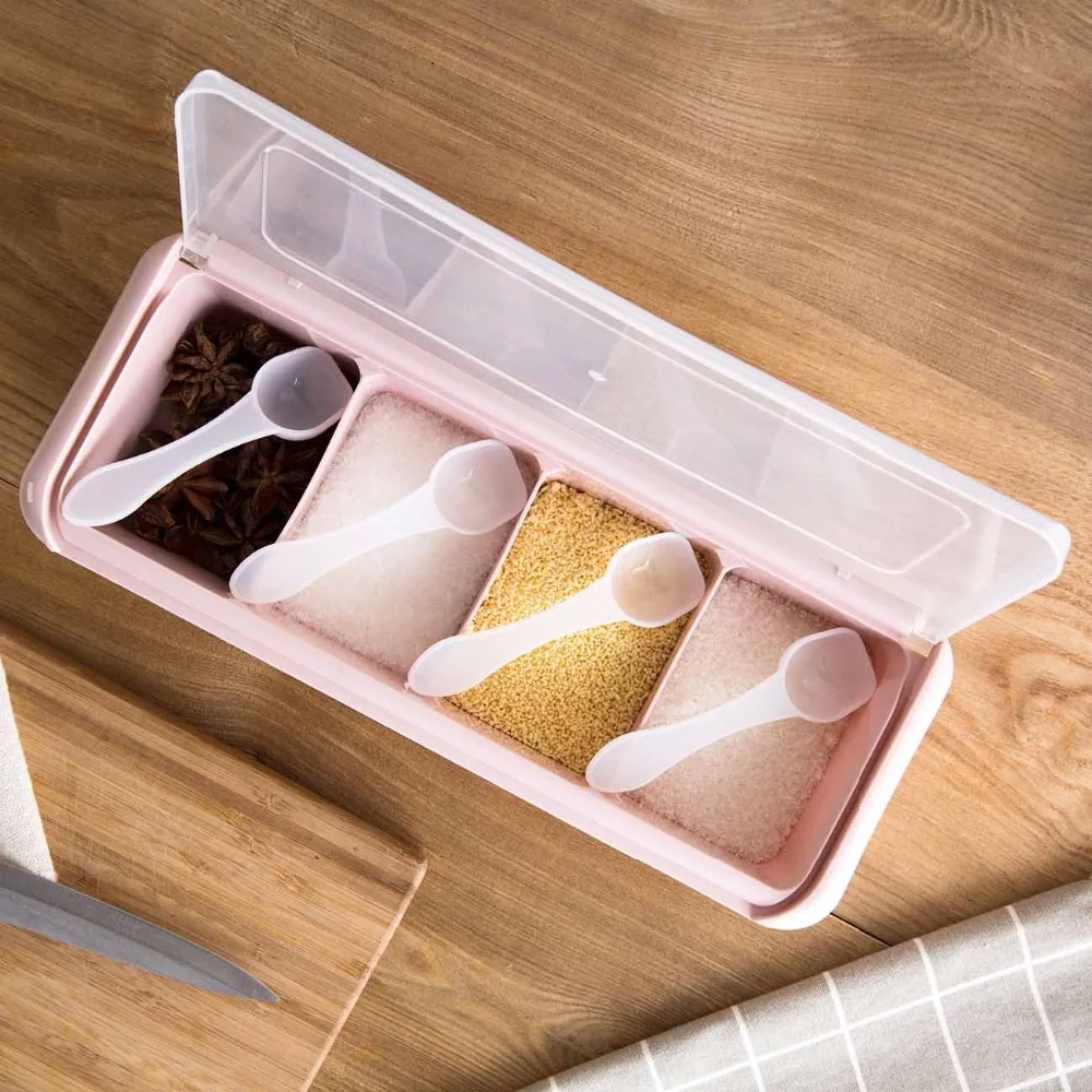 4 шт./лот Новый Кухонный органайзер коробки для хранения банки специй и приправ