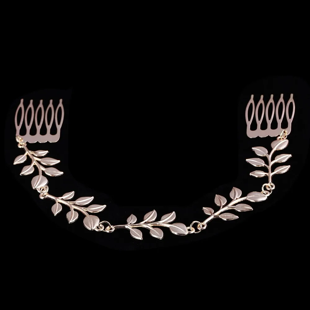 Модный золотой цвет двухсторонний гребень для волос в виде листьев заколки