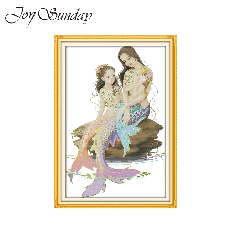 

Joy Suanday Cross Stitch Patterns Mermaid DMC 11CT 14CT Aida Water Soluble Canvas Wholesale DIY Embroidery Kits Needlework Sets