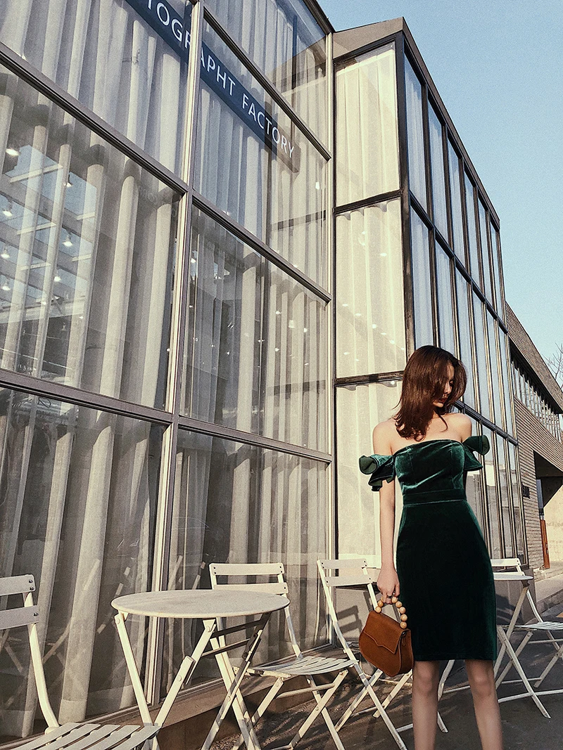 30 женское винтажное бархатное платье с вырезом лодочкой зеленое карандаш