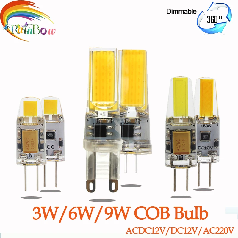 Светодиодный G4 G9 лампочка COB SMD AC DC затемнение 12 В 220 3 Вт 6 9 светодиодный светильник