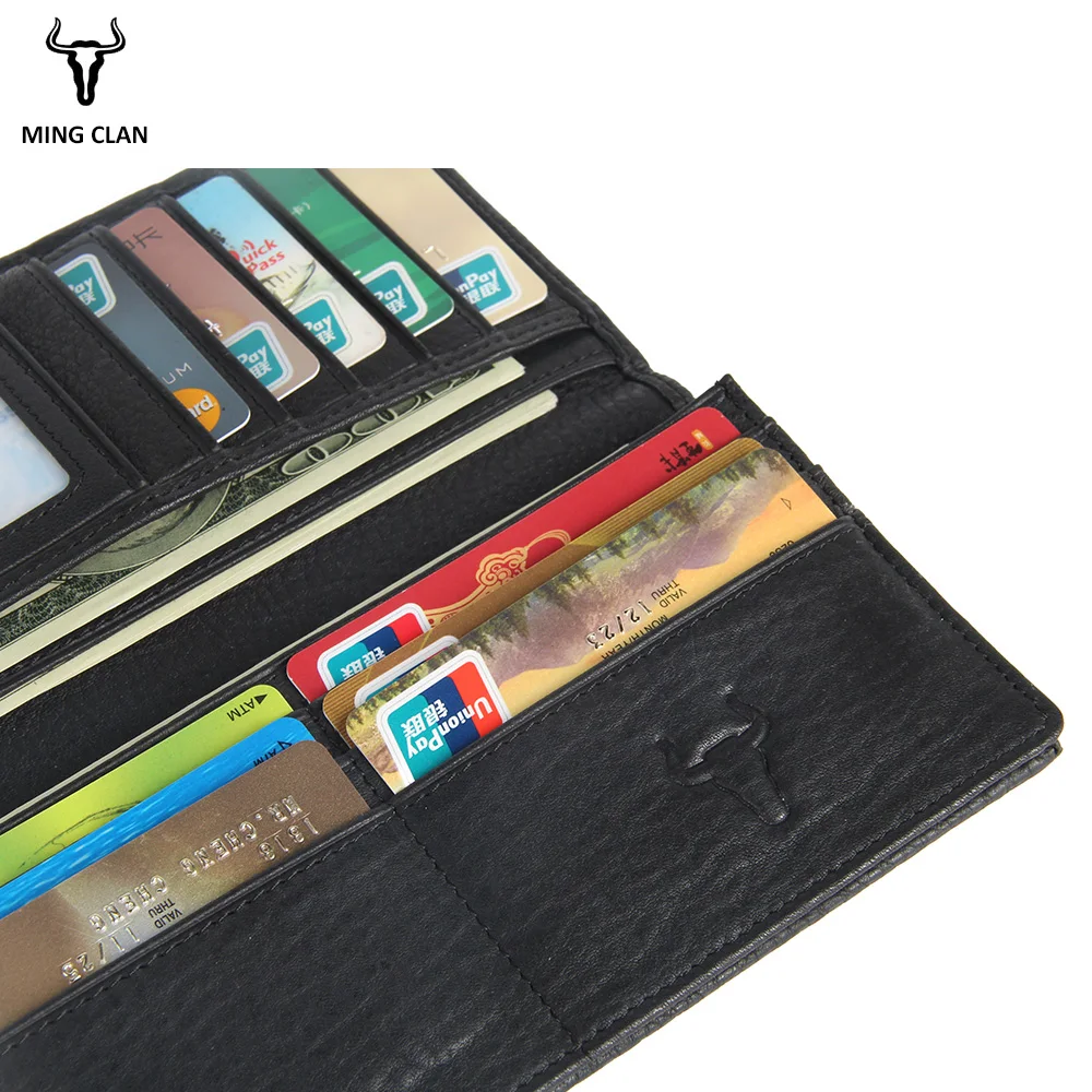 Mingclan Fashion Genuine Leather Wallet Vintage Long Purses Card Holder Zipper Wallet Clutch Bag For Men Coin Pocket Women Purse