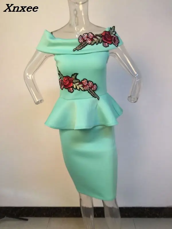 Женское Бандажное платье Xnxee с вырезом лодочкой и оборками лето 2018 | Женская