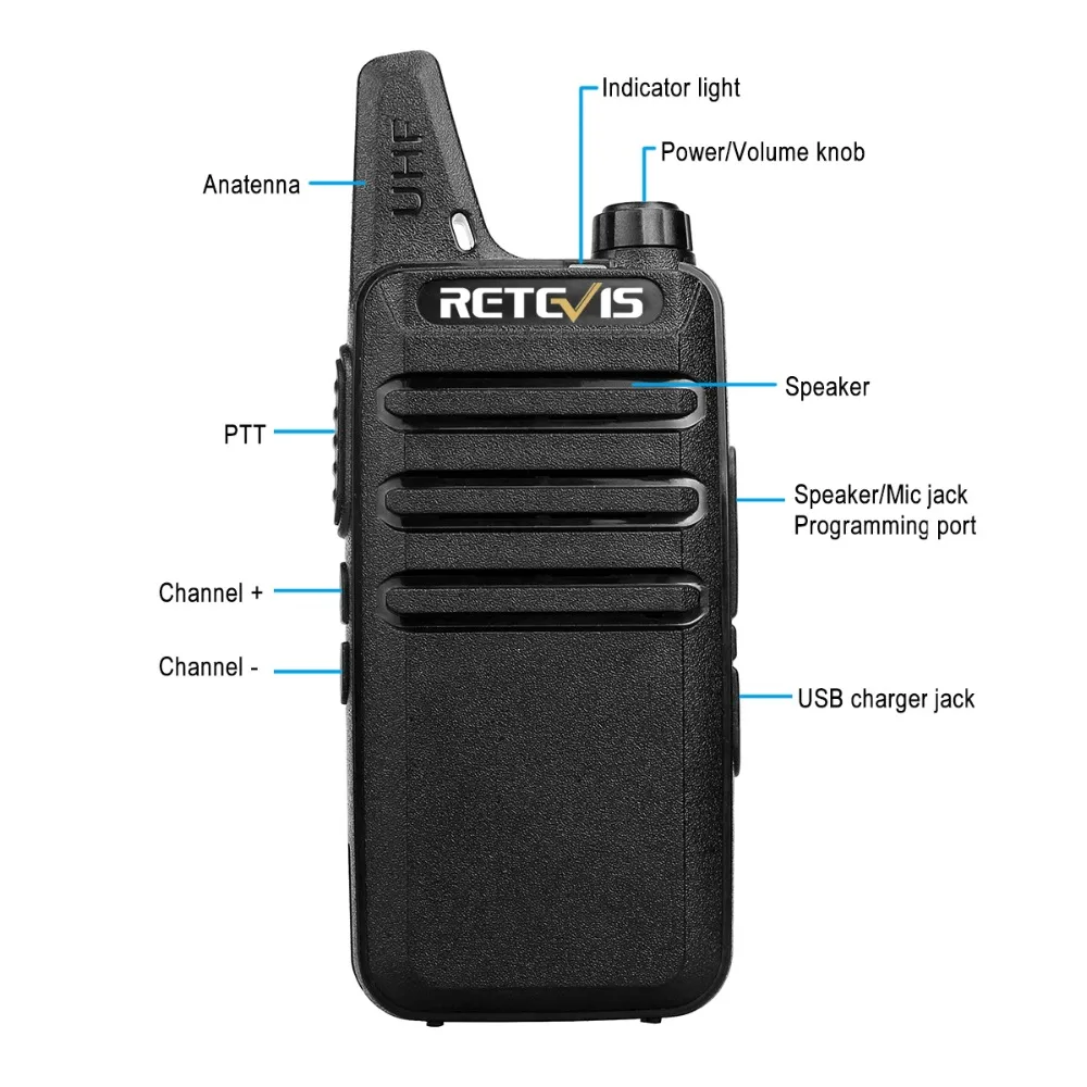 RETEVIS RT622 RT22 Мини Портативная рация 4 шт. PMR радио PMR446 FRS VOX перезаряжаемая двухсторонняя рация портативная рация